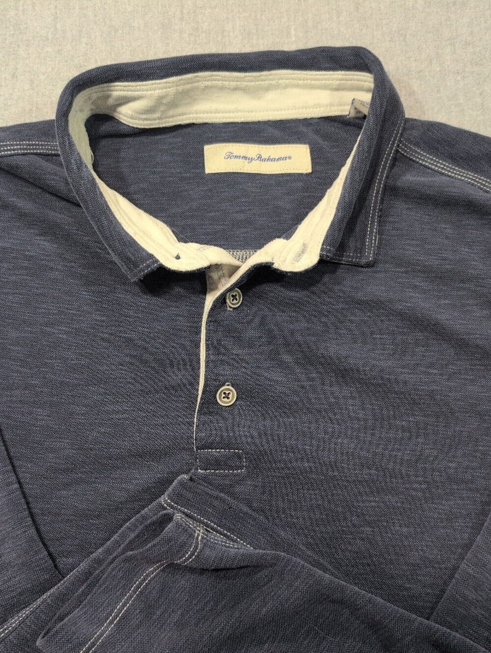 Tommy Bahama blue long sleeve polo shirt XL TG - Picture 4 of 8